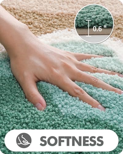 LUMI Bath Mats with Wave Designs Non-Slip Machine Washable