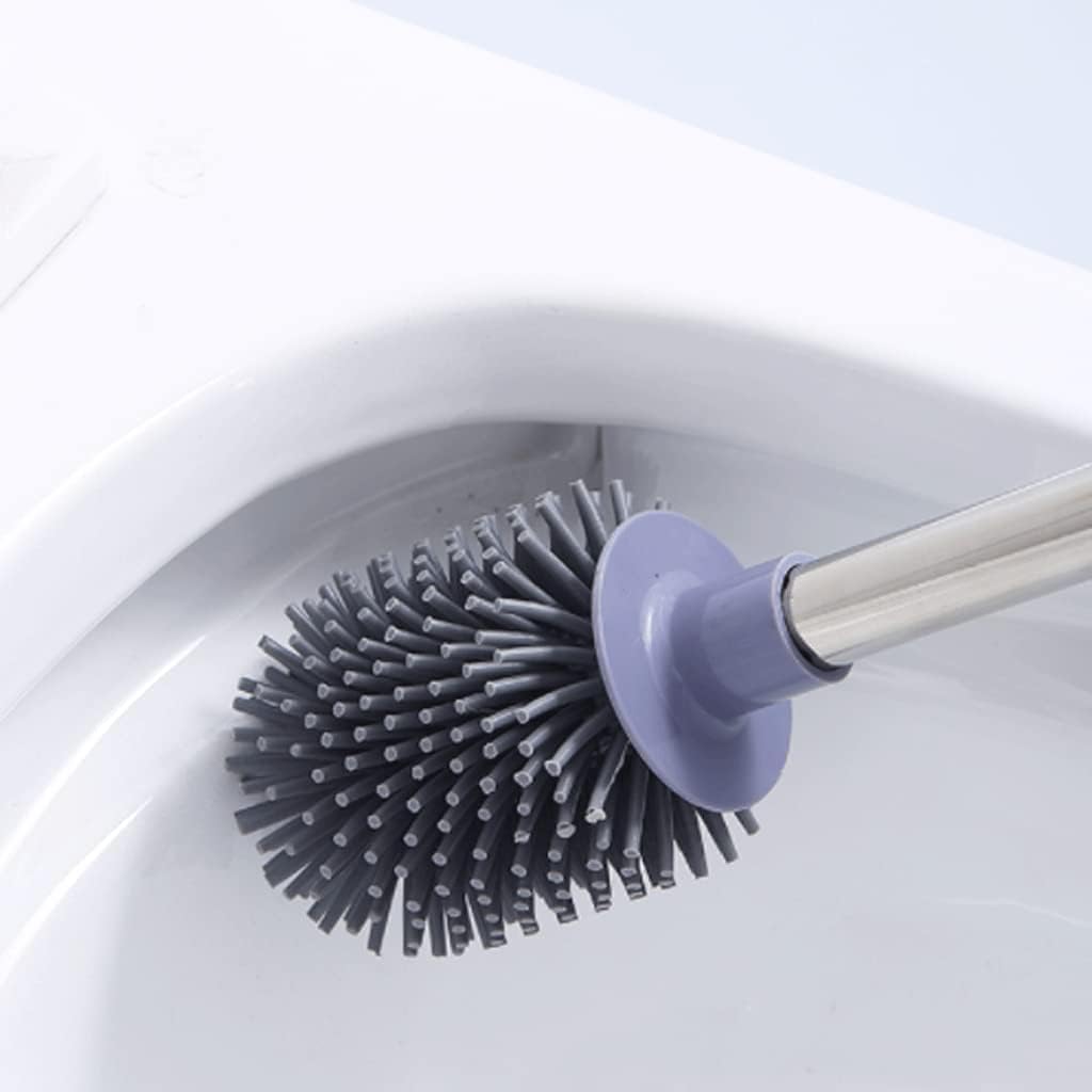UINGBPXT Purple Silicone Toilet Brush with Stainless Steel Handle
