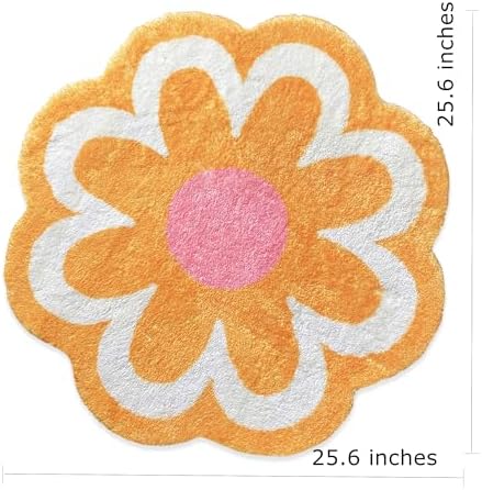 Benemall Cute Bath Flower Non-Slip Rug - Yellow Low Pile