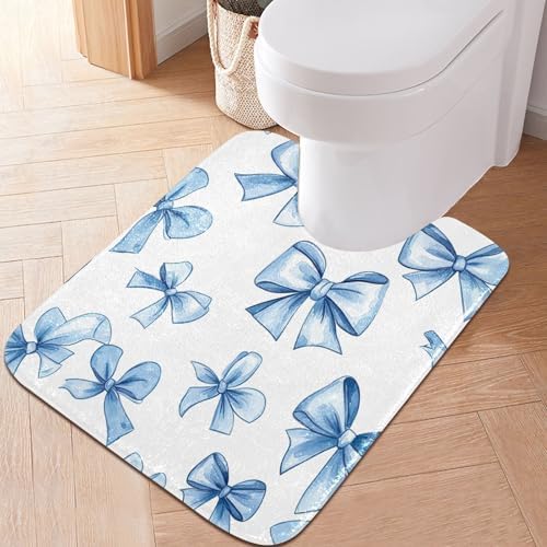 YETTASBIN Blue Bow Rectangle Bath Mat Set 1