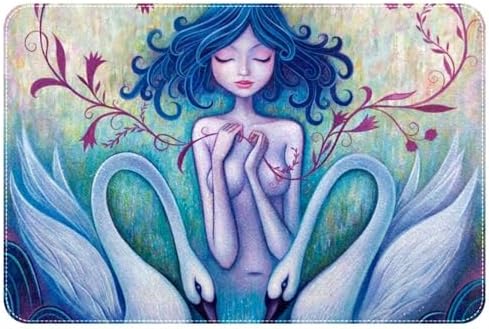 Swan Girl Bath Rug Absorbent Non-Slip Doormat 24x16 Inches