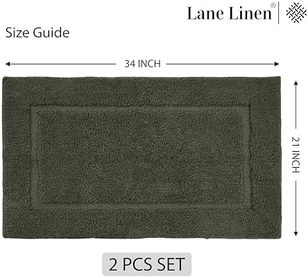 LANE LINEN 2 Piece Bath Rug Set - Non Slip Brown