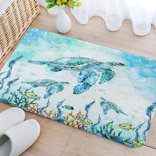 DYNH Sea Turtle Bath Mat 16X24 Non-Slip Rug