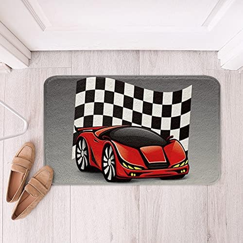 Erosebridal Race Car Bath Mat with Non Slip Backing
