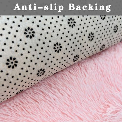 ConCus-T Shaggy Faux Fur Bath Rug Pink 24x16 Inch