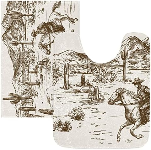Western Cowboy Bath Rug Mat - Non-Slip Quick Dry 16x24 in