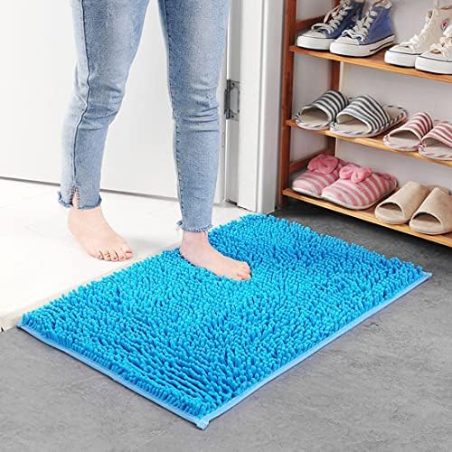JAIJY Blue Rectangle Chenille Bath Rug 1