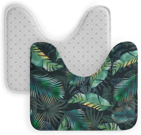 Green Leaf U Shaped Bath Rug Non Slip Soft Mat
