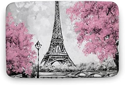 TICKPOT Paris Eiffel Tower Bath Rug 16x24 Inch Microfiber Non-Slip Plush Mat