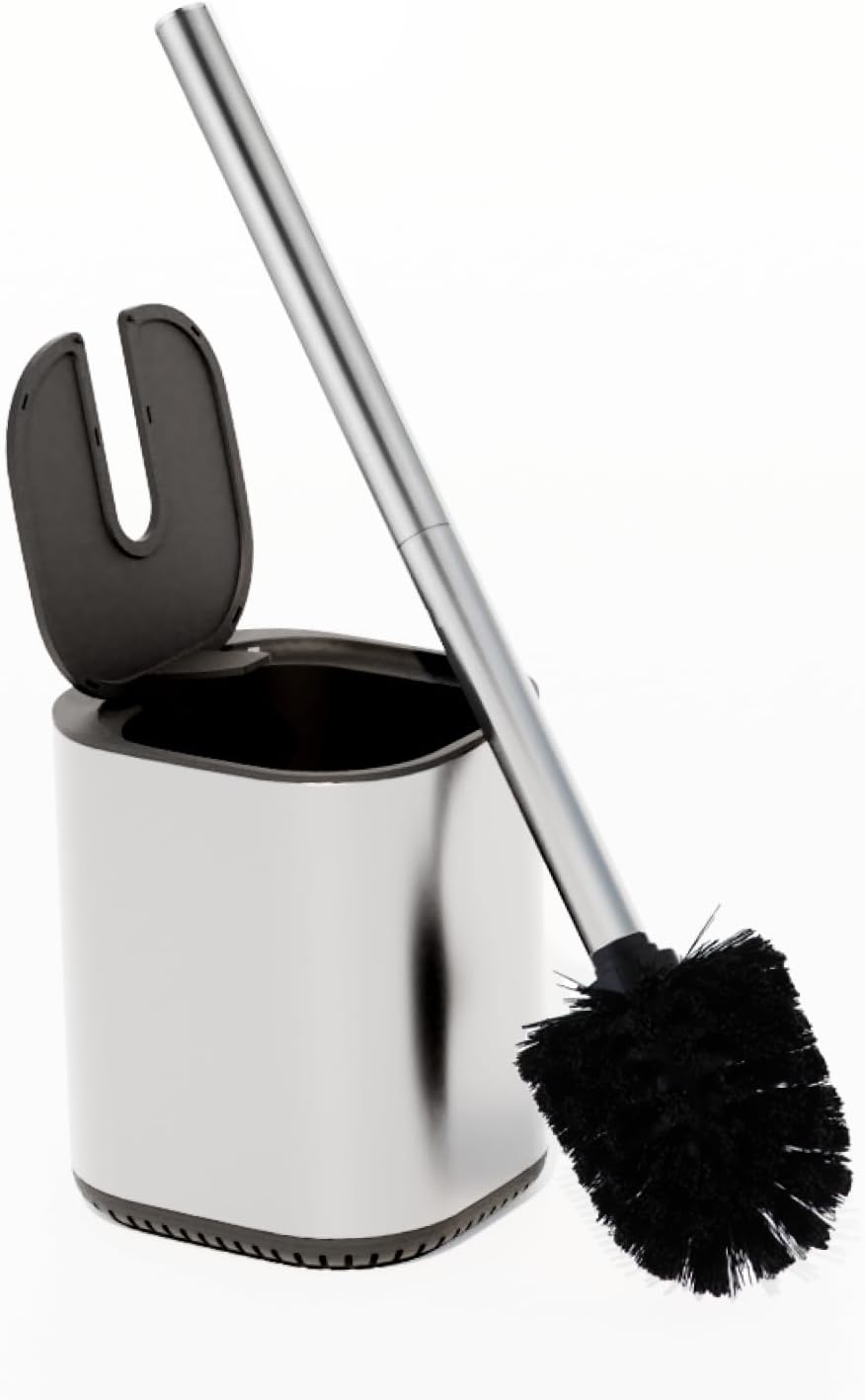 Home Zone Living Toilet Brush with Automatic Lid and Stainless Steel Handle 1