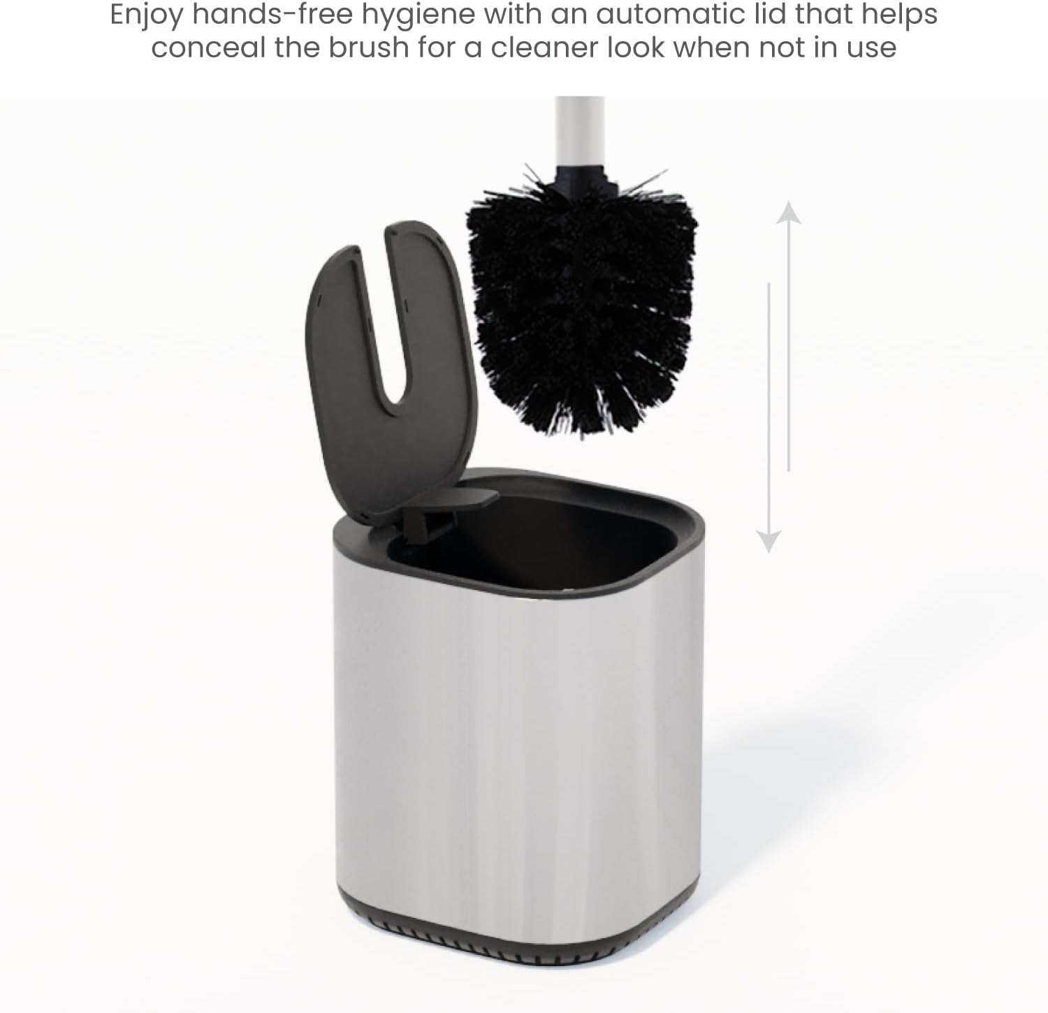 Home Zone Living Toilet Brush with Automatic Lid and Stainless Steel Handle 1