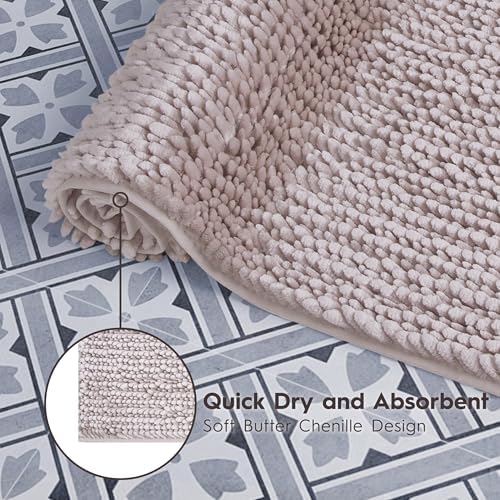 Laura Ashley Butter Chenille Bath Rug Set - 2 Piece Blush 1