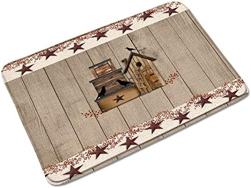 Rustic Farmhouse Red Bird Bath Mat 236 x 157 Inch