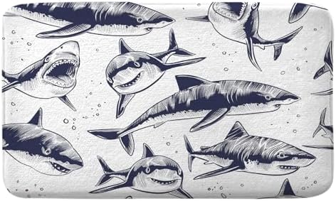 iTapnoom Shark Bath Rug Mat - Navy Blue 17x29 Inch