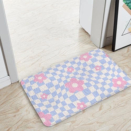 Vigesun Flower Bath Rug Non Slip Plush 16x24 Pink Purple