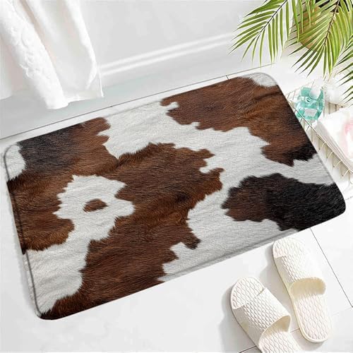 Cowhide Style Bath Mat with Non-Slip Backing