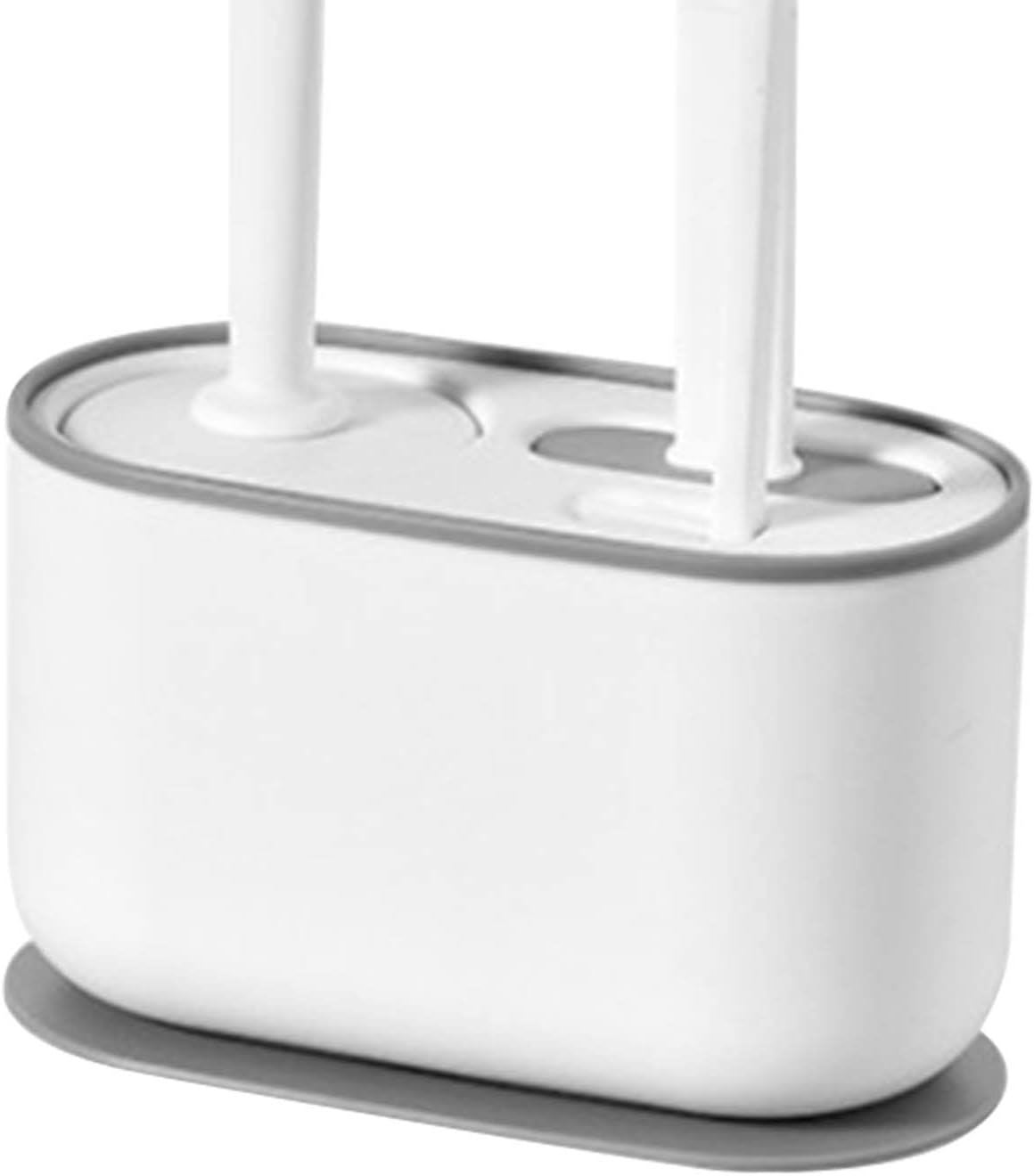 HERCHR Long Handle Toilet Brush and Holder Set - White Deep Cleaning