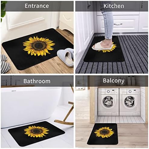 Sunflower Pattern Bathroom Rug with Non-Slip Back