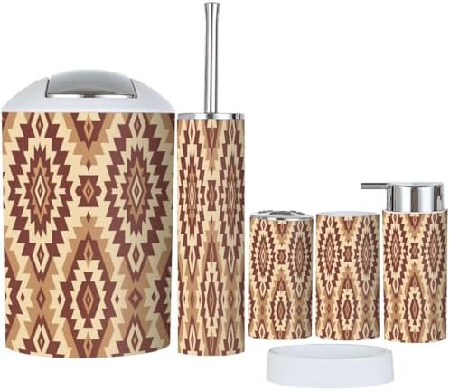 Boho Geometric Bathroom Accessory Set 6 Piece 1