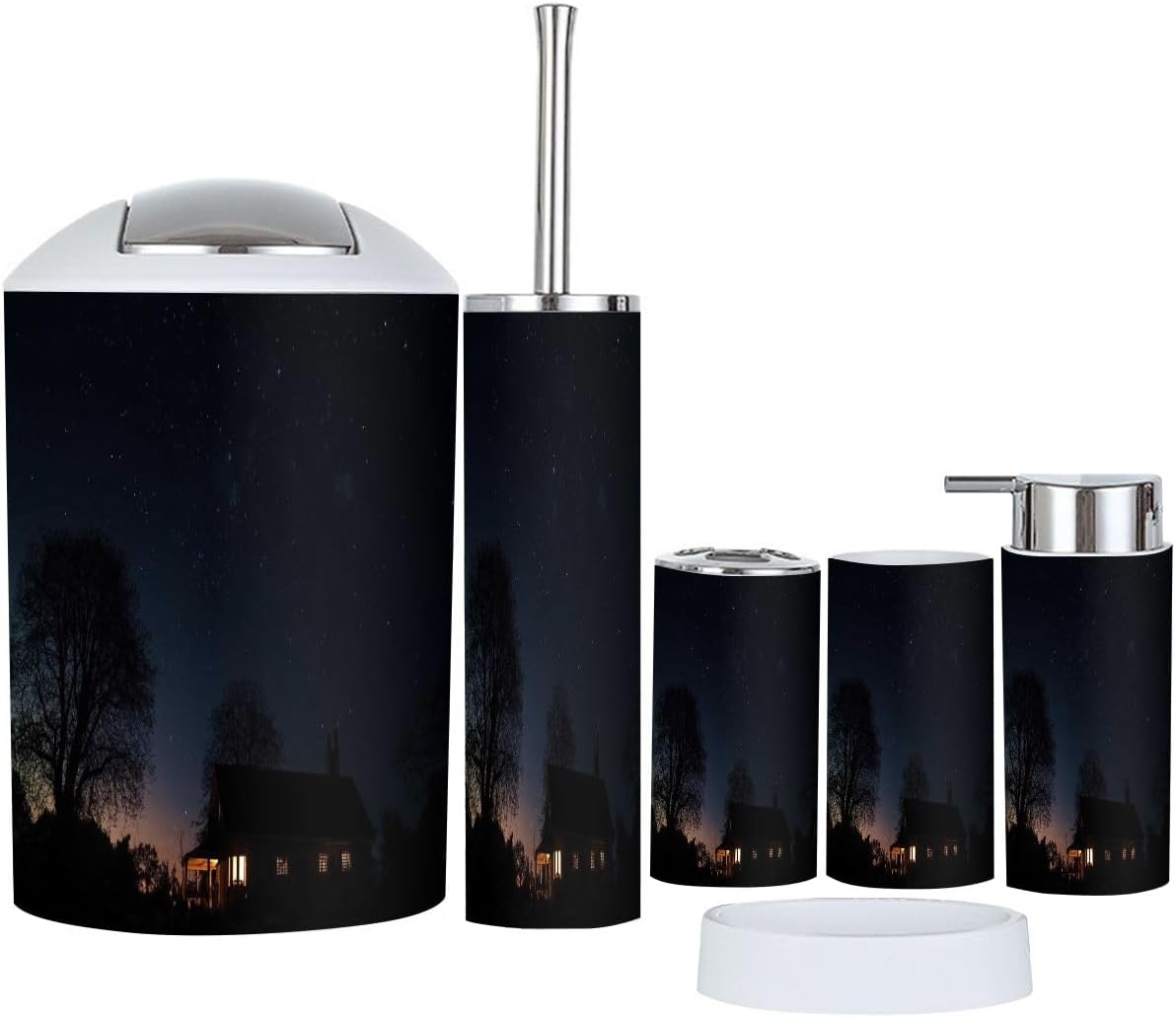 Bathroom Accessory Set 6 Piece Boho Style