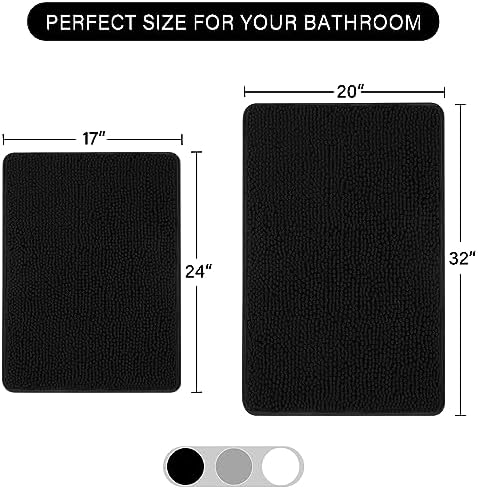 LOCHAS 2 Piece Bath Rug Set Black