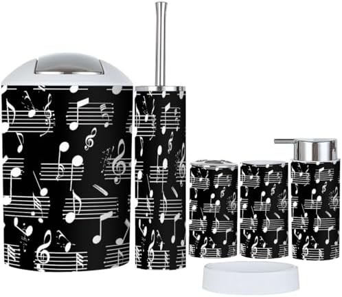 Boho Musical Notes Bathroom Accessory Set of 6