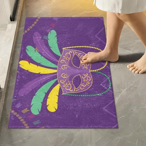 YETTASBIN Mardi Gras Mask Bath Mat Set 1