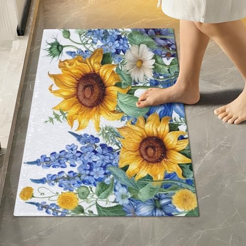 YETTASBIN Sunflower Rectangle Bath Mat Set 1