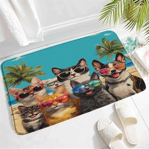 Funny Beach Pets Bath Mat - 24x16 Inch