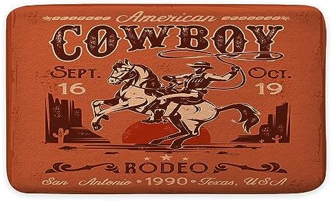 NYMB Retro Western Cowboy Bath Rug Set 17X29in 1
