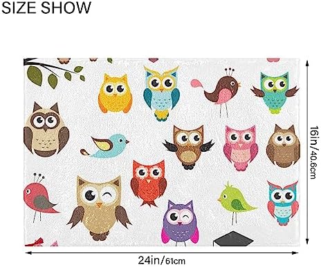 YETTASBIN Cute Owl Bath Mat - Non-Slip Quick Dry Shower Rug 16x24in