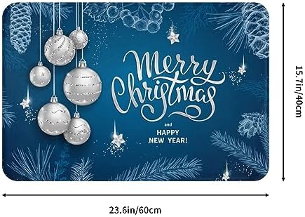 SUPLUCHOM Blue Christmas Ball Bath Rug Non-Slip 157 x 236 Inch