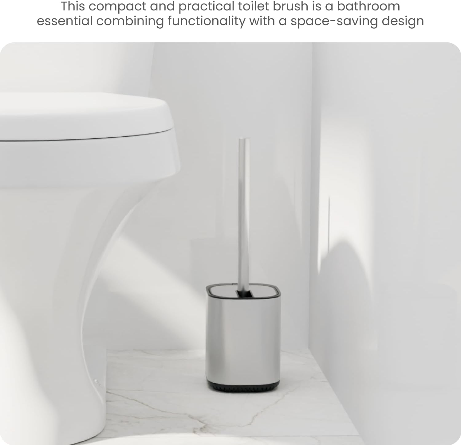 Home Zone Living Toilet Brush with Automatic Lid and Stainless Steel Handle 1