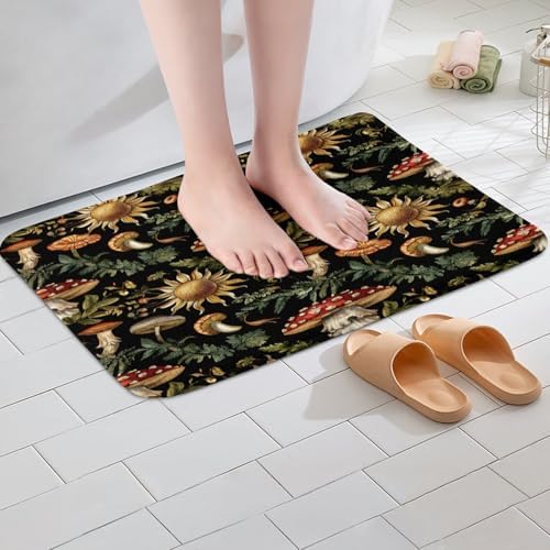 Feelyou Mushroom Bath Rug 16x24 Kids Sunflowers Design