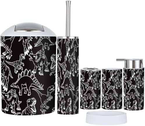 Bathroom Accessory Set 6 Piece Dino Pattern