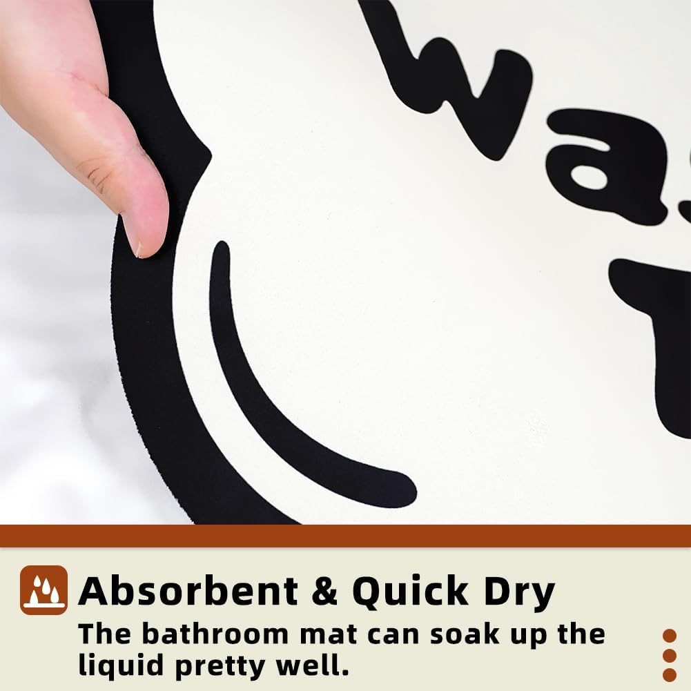 Funny Washing Time Bath Mat Black and White