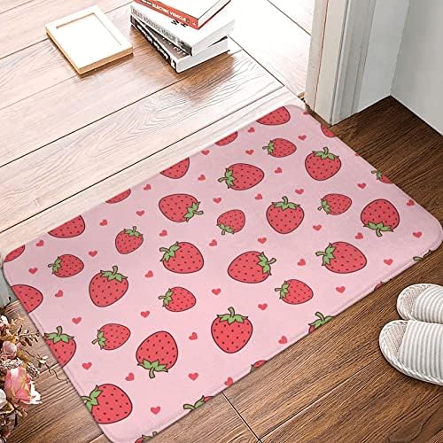 Cute Strawberry Bath Mat 16x24In Non-Slip Floor Rug