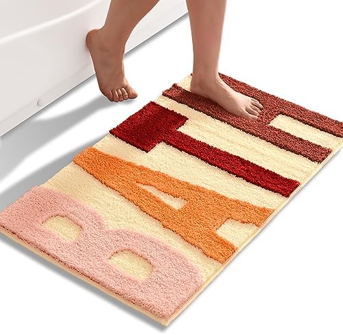 Beige Bathroom Rug with Cute Non-Slip Design