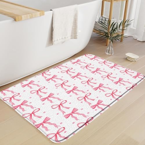AEMBEE Pink Bow Bath Mat 178x295 Inch