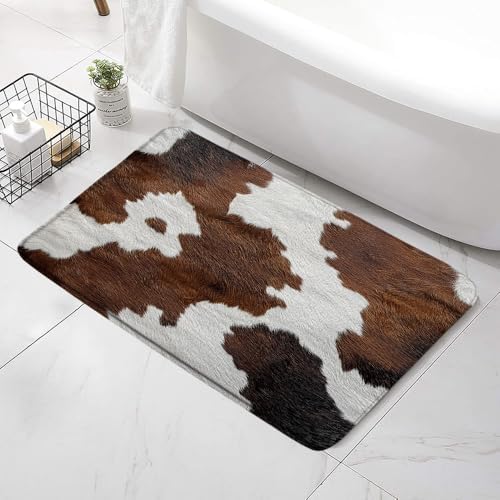 Cowhide Style Bath Mat with Non-Slip Backing