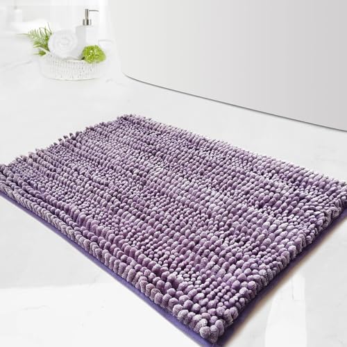 Civkor Bath Mat 31x20 Inch Purple Non-Slip Chenille Rugs
