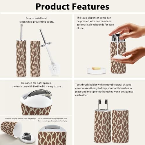 Boho Cow Print Bathroom Accessory Set 6 Piece 1