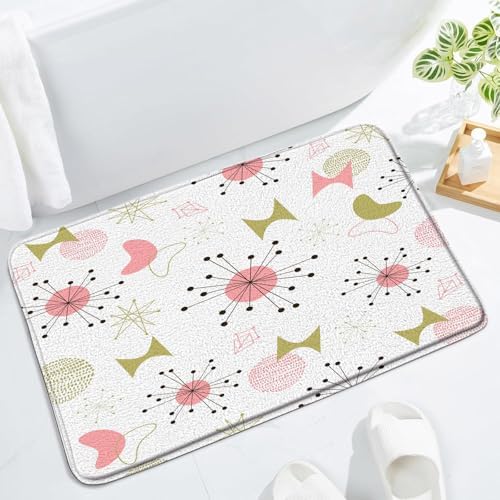 HUSPWP Retro Atomic Star Bath Mat 1960s Design