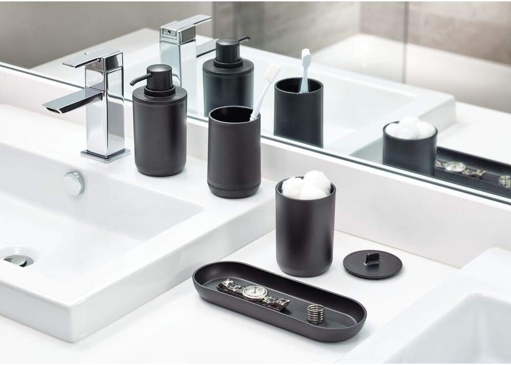 iDesign - 29567 Matte Black Toilet Brush and Holder Set