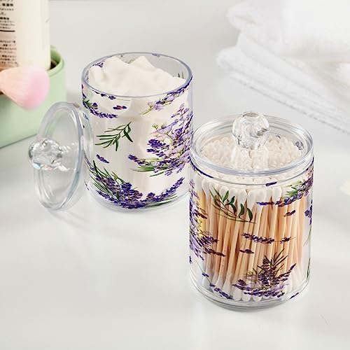 YETTASBIN Lavender Clear Plastic Apothecary Jars 2 Pack