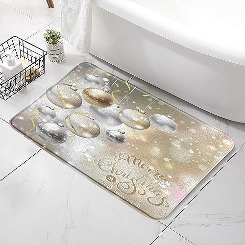 SATRTUD Christmas Ball Bath Mat 24x16 Inch