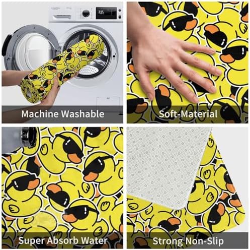Cartoon Rubber Duck Bath Mat 24x16 Non-Slip Soft Microfiber