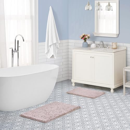 Laura Ashley Butter Chenille Bath Rug Set - 2 Piece Blush 1