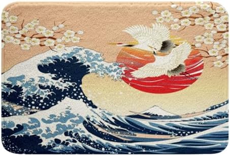 Feelyou Japanese Wave Bath Rug 20x32 Cherry Blossom Design