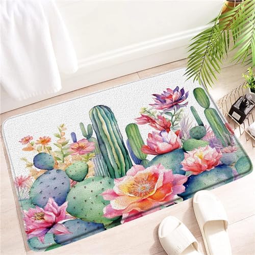 Tropical Cactus Bath Mat 16x24 Inch Microfiber 1